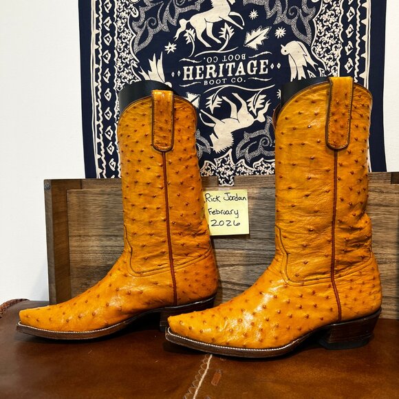 J&J Specialty Boot Co. FULL FQ Ostrich Cowboy Boots in men\'s size 11D main image 10